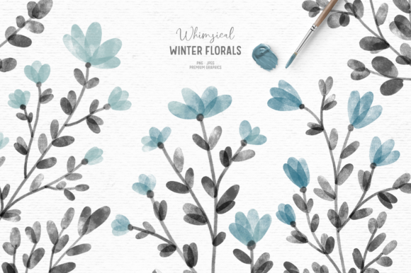 Blue Watercolor Floral Clipart for Dreamy Designs
