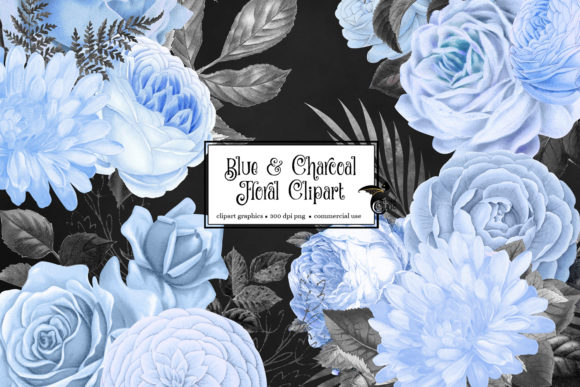 Designing with Blue and Charcoal Floral Clipart: A Guide to Sophisticated Digital Botanicals
