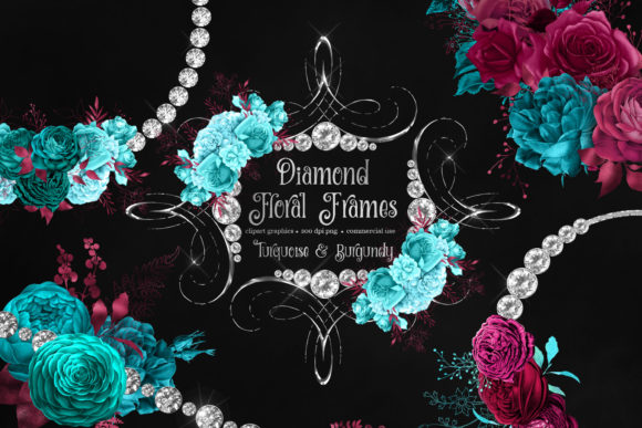 Diamond Floral Frames: Elegant Design Assets