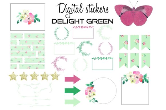 Elevate Your Digital Planning with Elegant Green Floral Stickers