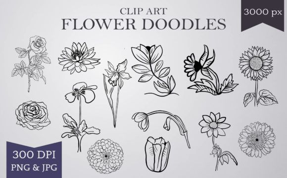 Elevating Digital Design with Detailed Floral Clip Art: Line Art for Modern Creators