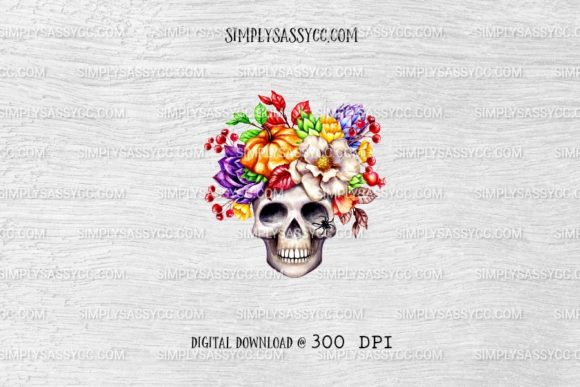 Floral Halloween Skull with Spider: Creative Applications for Digital Sublimation and Design