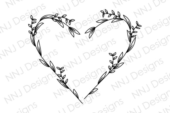 Floral Heart Wreath Frame Leaves SVG Guide