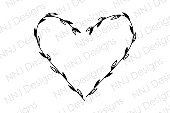 Floral Heart Wreath Leaves Frame SVG Guide