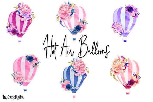 Hot Air Balloon Floral Clipart for Creative Projects