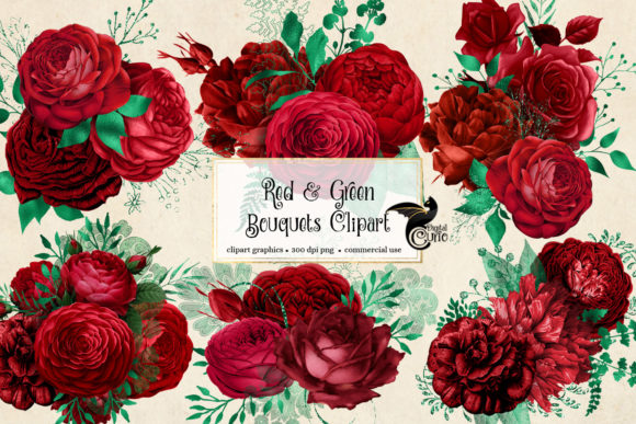 Red & Green Floral Bouquets Clipart Guide