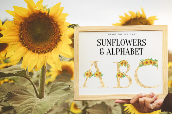 Sunflowers Floral Printable Alphabet: Elevating Digital Design with Gold Foil Typography
