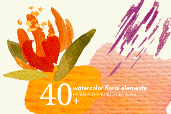 Water Color Floral Elements: Elevating Digital and Print Design with Handpainted Versatility