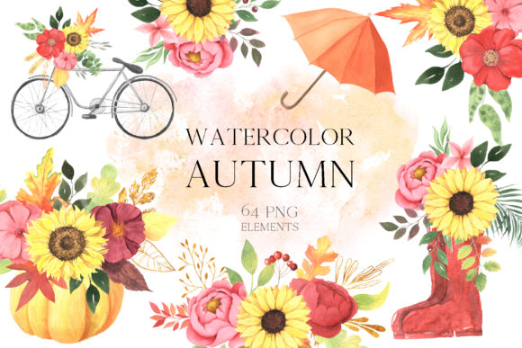 Watercolor Fall Floral Clipart for Seasonal Design
