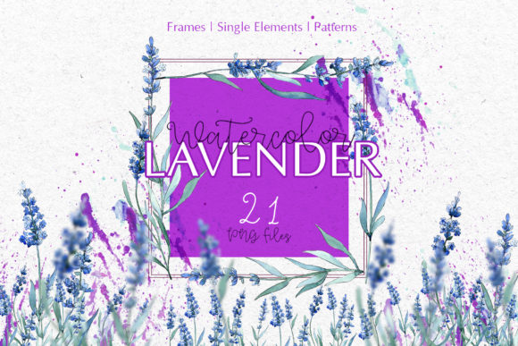 Watercolor Lavender Violet Floral Set for Design