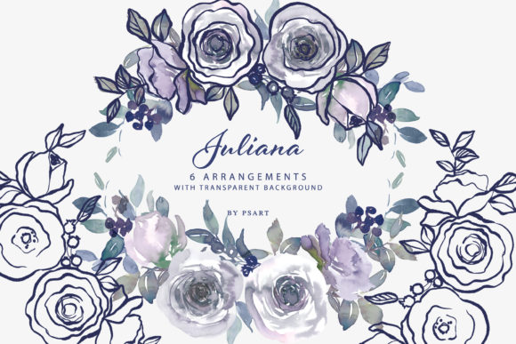 Watercolor Purple Violet Floral Clipart Guide